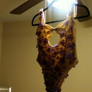 Floral embellished swimsuit.